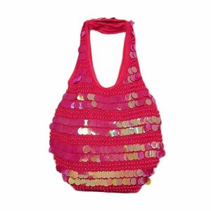 Tigerstars Fuchsia Sequins Paillettes Disk Bag